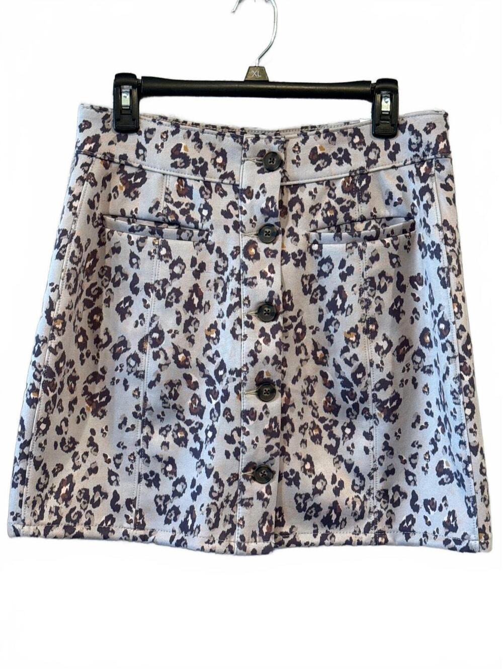 Maurices Beige and Brown Leopard Print Button Front Mini Skirt Size 10